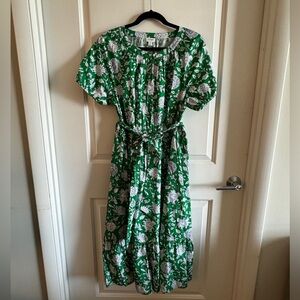 J. Crew Keyhole midi dress (Green Picnic)— Size 8